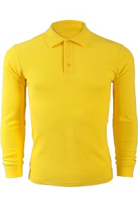 SKLPS008 solid color banana yellow 049 long-sleeved men's Polo shirt 1AD01 supply order solid color long-sleeved polo shirt cotton breathable polo shirt polo shirt made in hong kong price 45 degree